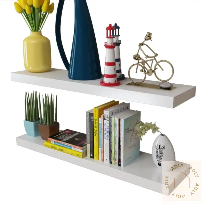 Flytende Vegghyller 2 Stk Mdf Bok/Dvd-Oppbevaring Hvit