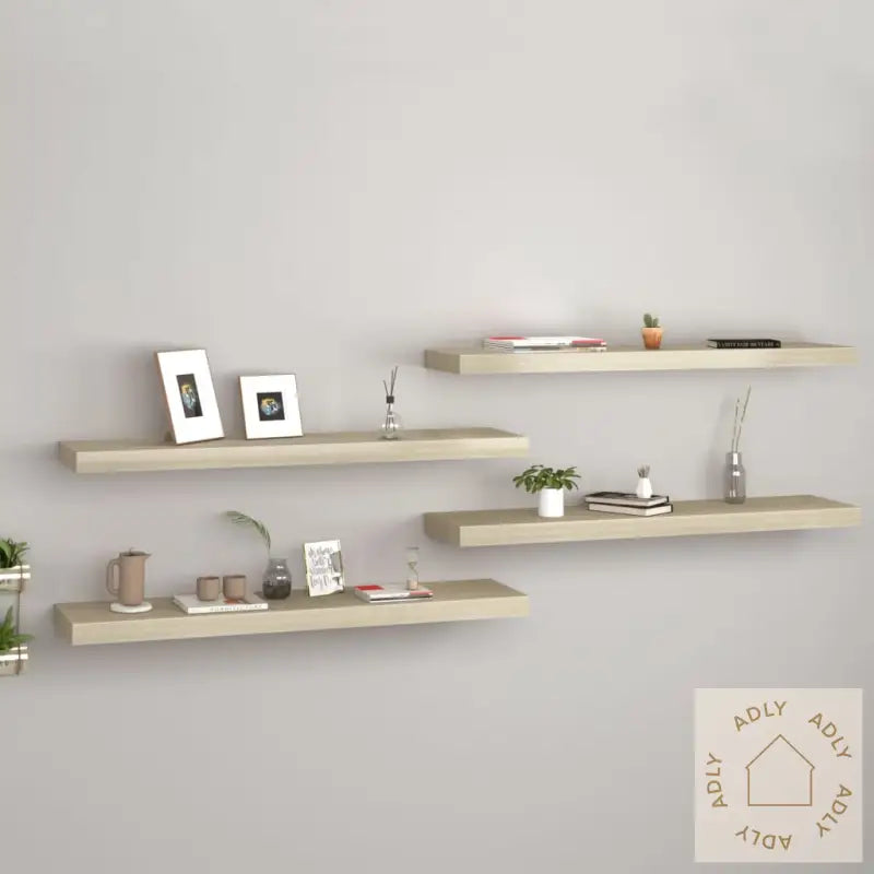 Flytende Vegghyller 4 Stk Eik 90X23,5X3,8 Cm Mdf