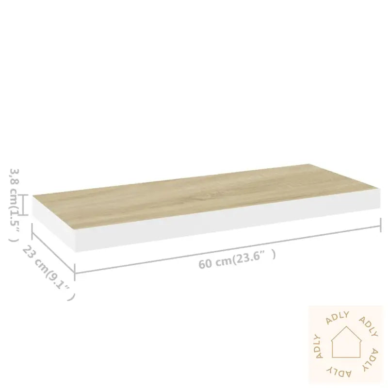Flytende Vegghyller 4 Stk Eik Og Hvit 60X23,5X3,8 Cm Mdf