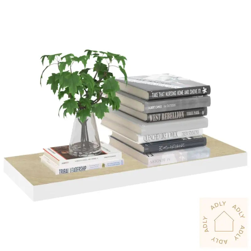 Flytende Vegghyller 4 Stk Eik Og Hvit 60X23,5X3,8 Cm Mdf