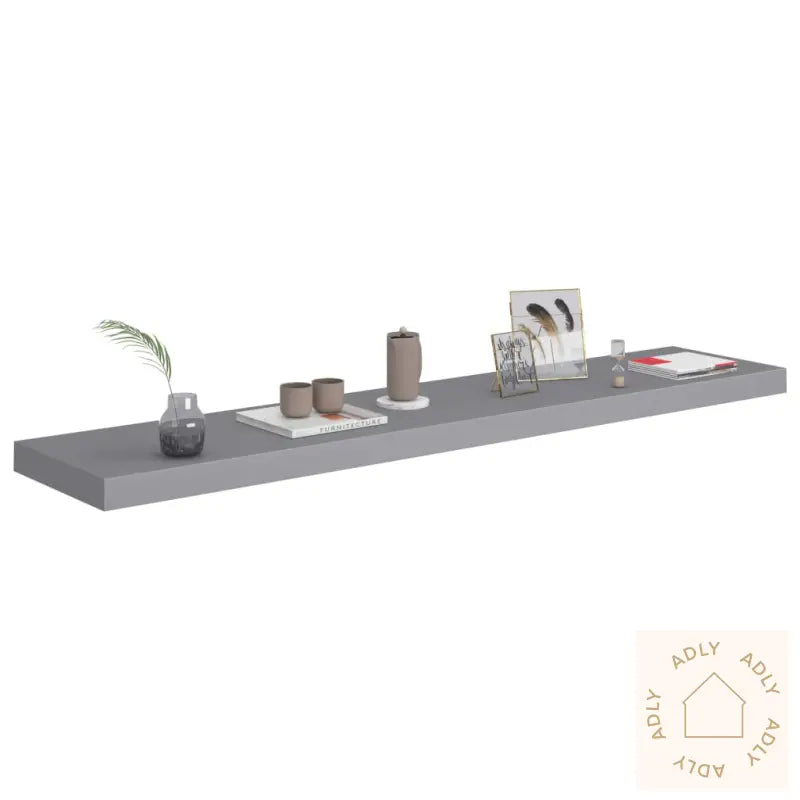 Flytende Vegghyller 4 Stk Grå 120X23,5X3,8 Cm Mdf