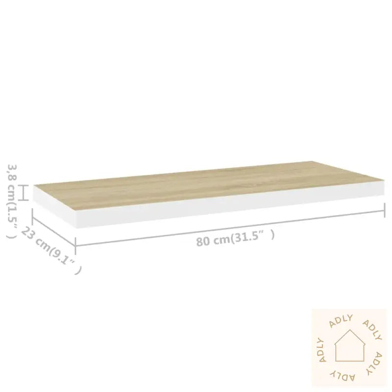 Flytende Vegghyller 2 Stk Eik Og Hvit 80X23,5X3,8 Cm Mdf
