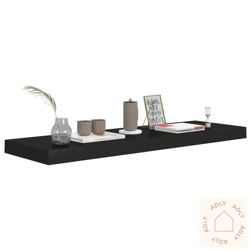 Flytende Vegghyller 2 Stk Svart 80X23,5X3,8 Cm Mdf
