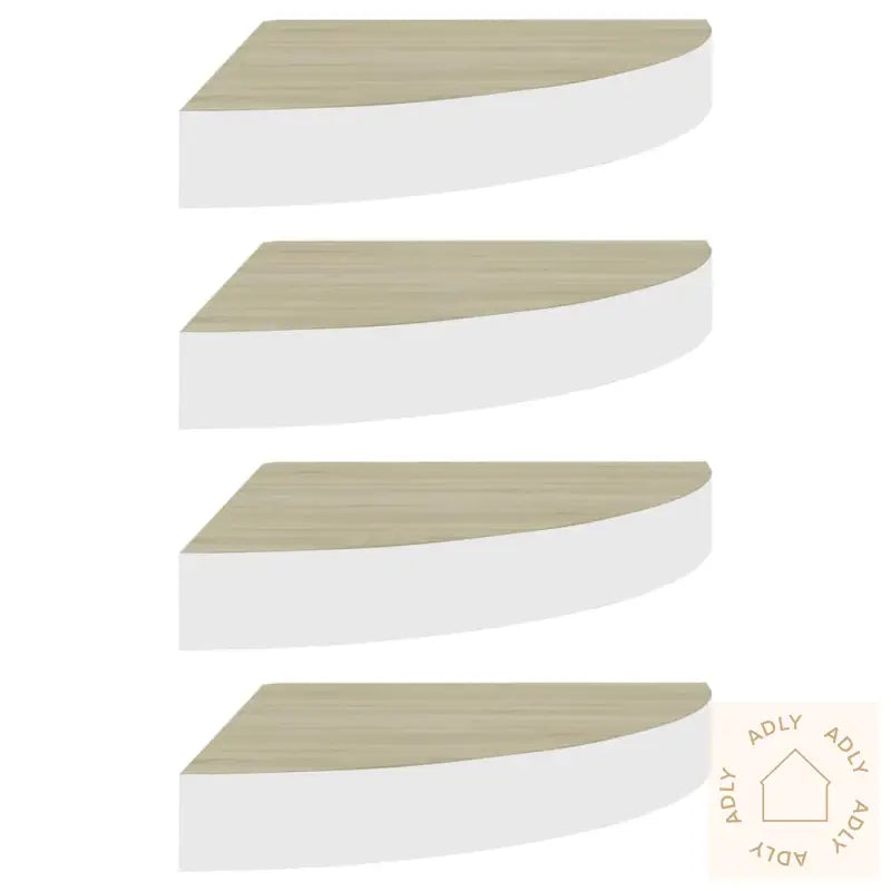 Hjørnehyller Vegghengt 4 Stk Eik Og Hvit 35X35X3,8 Cm Mdf