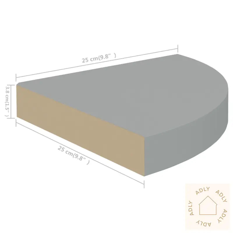 Flytende Vegghyller 2 Stk Grå 25X25X3,8 Cm Mdf