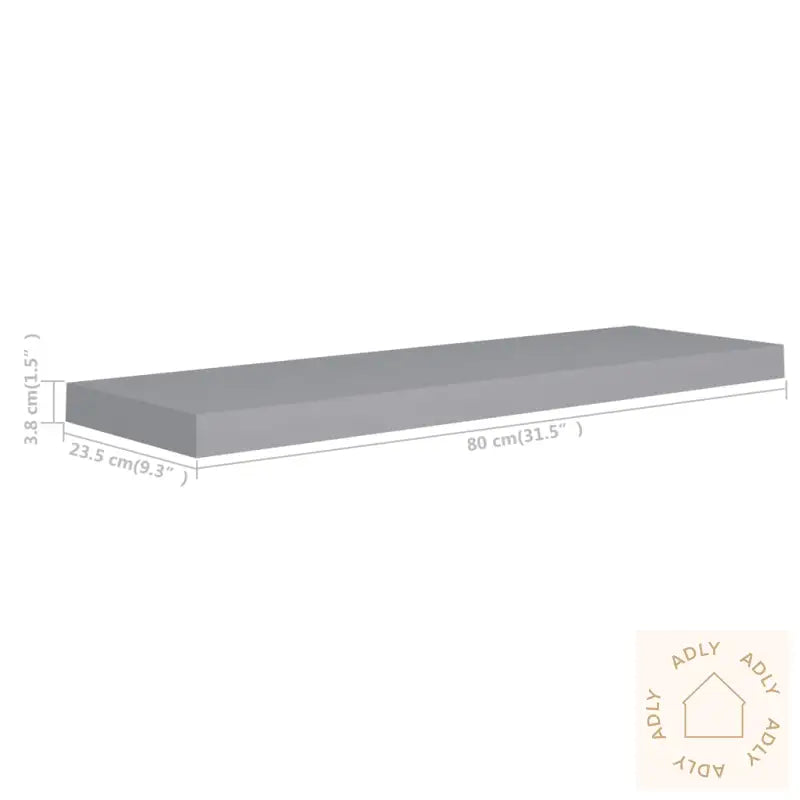 Flytende Vegghyller 2 Stk Grå 80X23,5X3,8 Cm Mdf