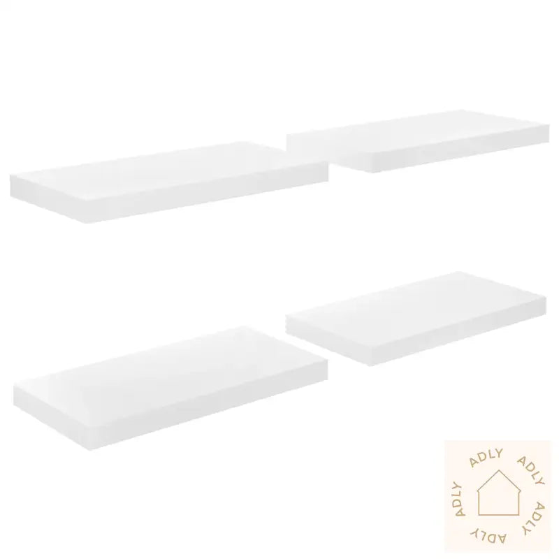 Flytende Vegghyller 4 Stk Høyglans Hvit 50X23X3,8 Cm Mdf