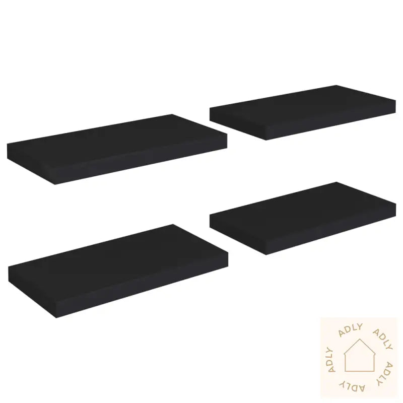 Flytende Vegghyller 4 Stk Svart 50X23X3,8 Cm Mdf