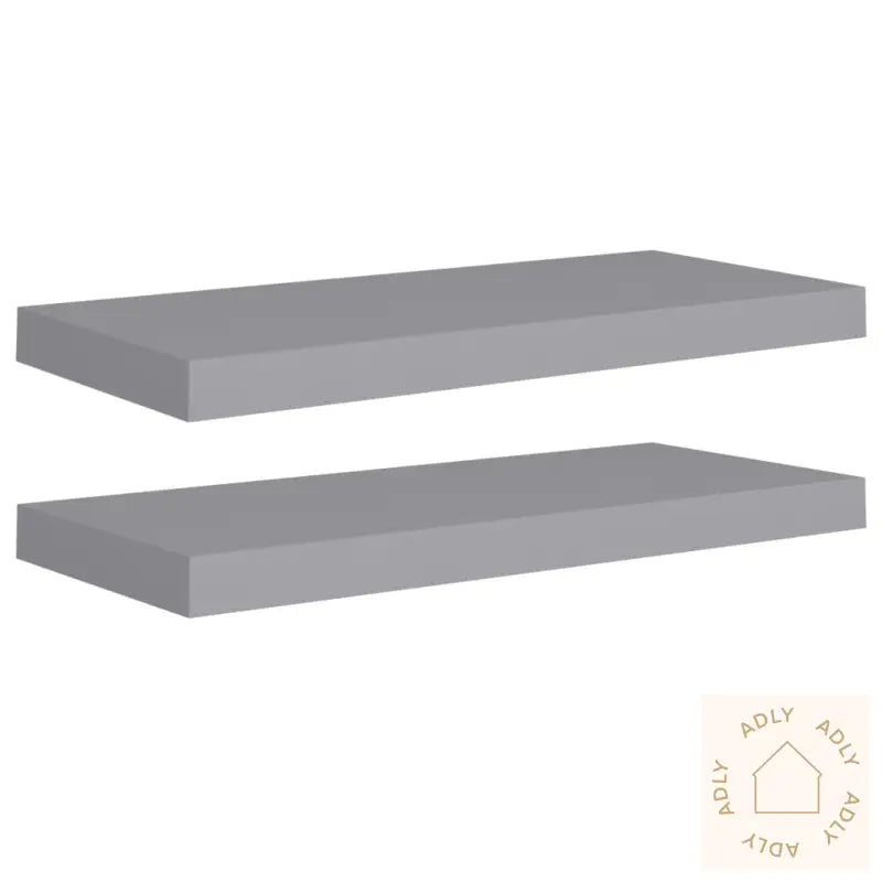 Flytende Vegghyller 2 Stk Grå 60X23,5X3,8 Cm Mdf