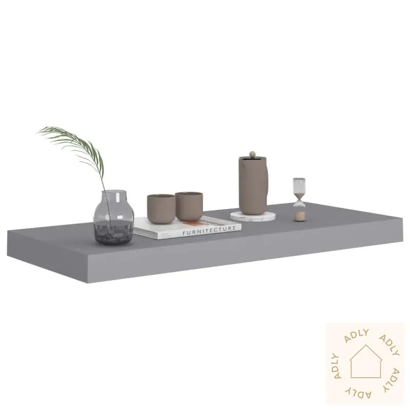 Flytende Vegghyller 2 Stk Grå 60X23,5X3,8 Cm Mdf