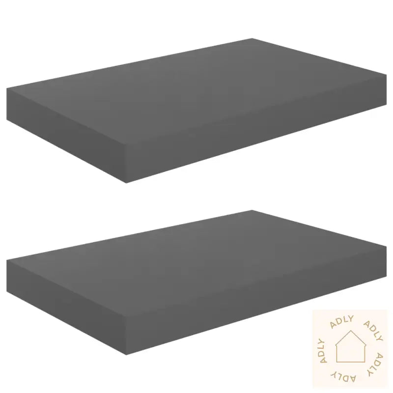 Flytende Vegghyller 2 Stk Høyglans Grå 40X23X3,8 Cm Mdf