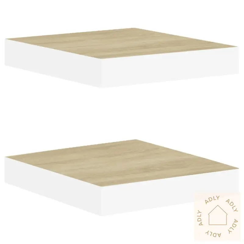 Flytende Vegghyller 2 Stk Eik Og Hvit 23X23,5X3,8 Cm Mdf