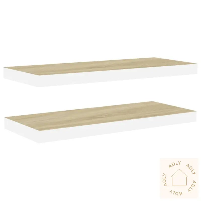 Flytende Vegghyller 2 Stk Eik Og Hvit 80X23,5X3,8 Cm Mdf