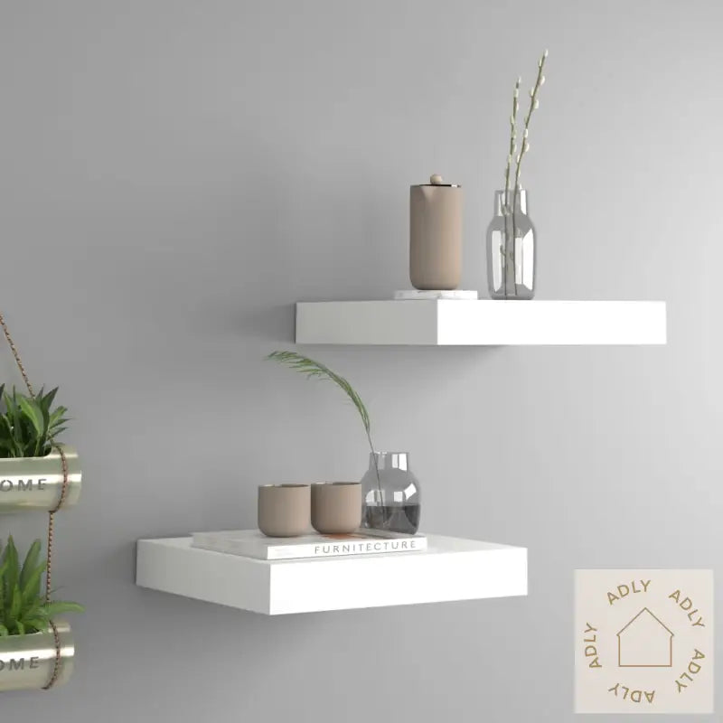Flytende Vegghyller 2 Stk Hvit 23X23,5X3,8 Cm Mdf