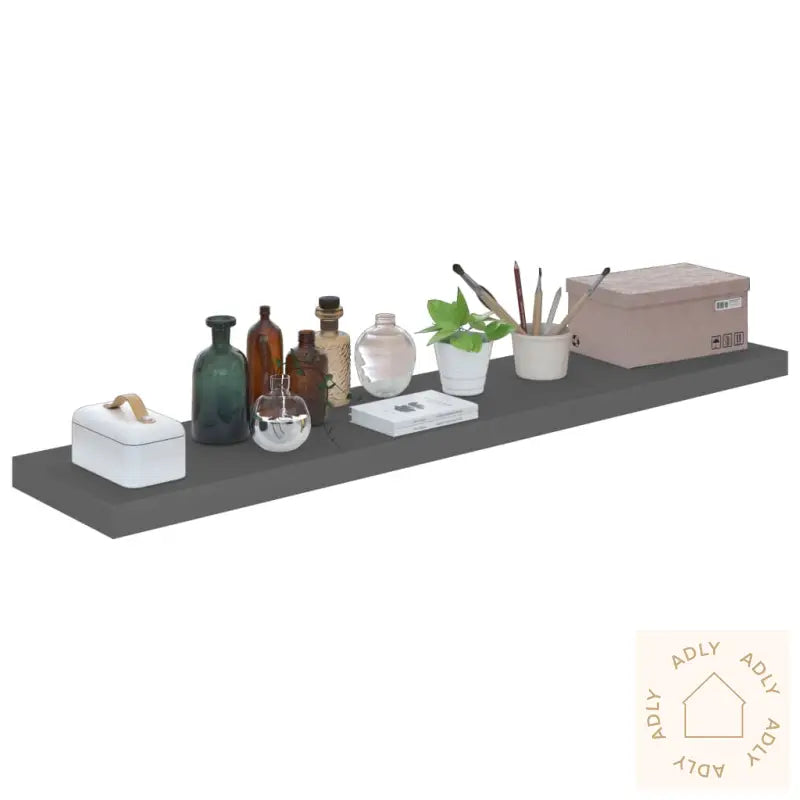 Flytende Vegghyller 2 Stk Høyglans Grå 120X23,5X3,8 Cm Mdf