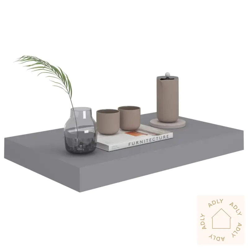Flytende Vegghyller 2 Stk Grå 40X23X3,8 Cm Mdf