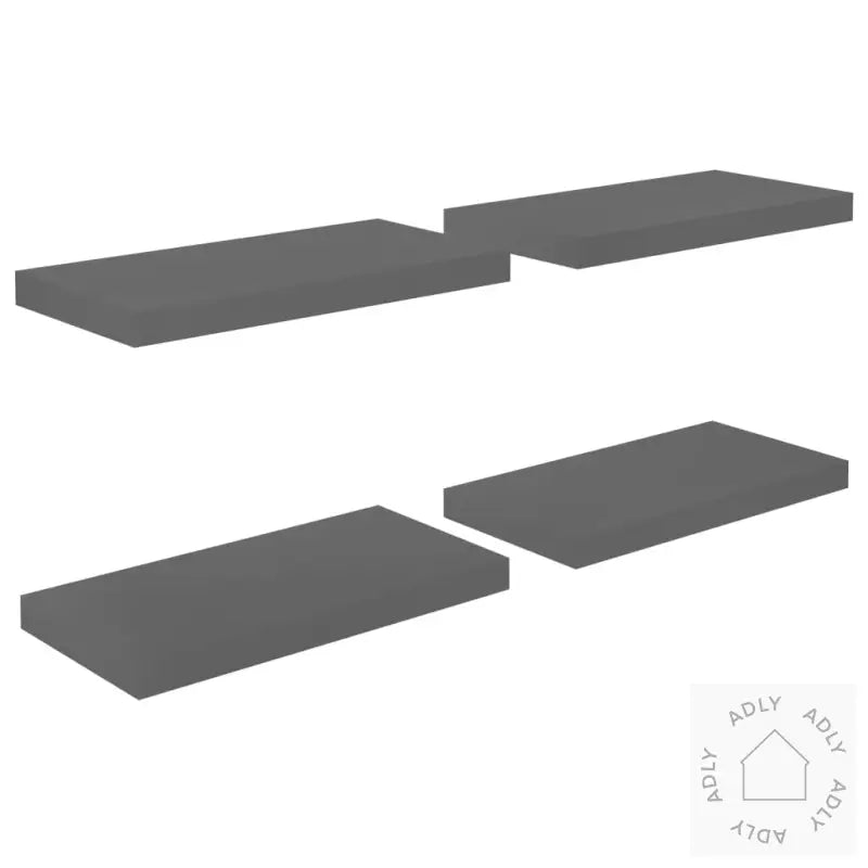 Flytende Vegghyller 4 Stk Høyglans Grå 50X23X3,8 Cm Mdf