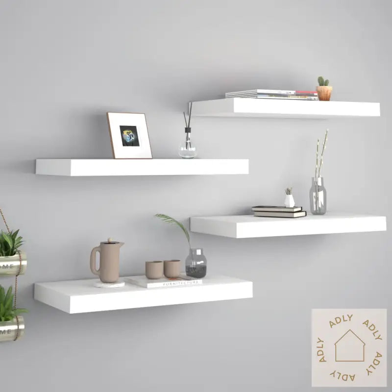 Flytende Vegghyller 4 Stk Hvit 50X23X3,8 Cm Mdf