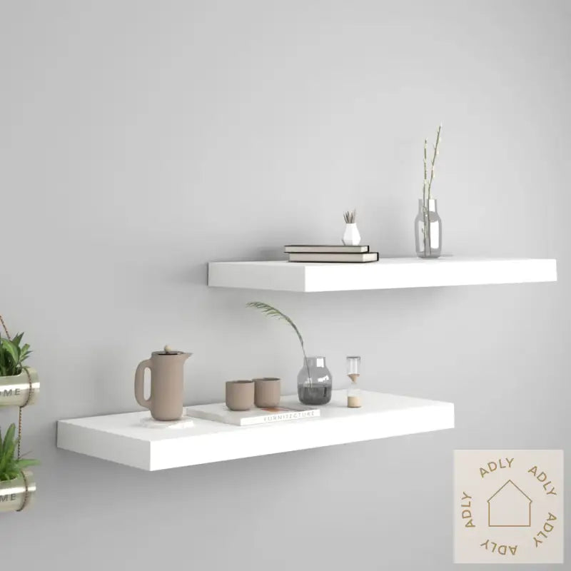 Flytende Vegghyller 2 Stk Hvit 60X23,5X3,8 Cm Mdf