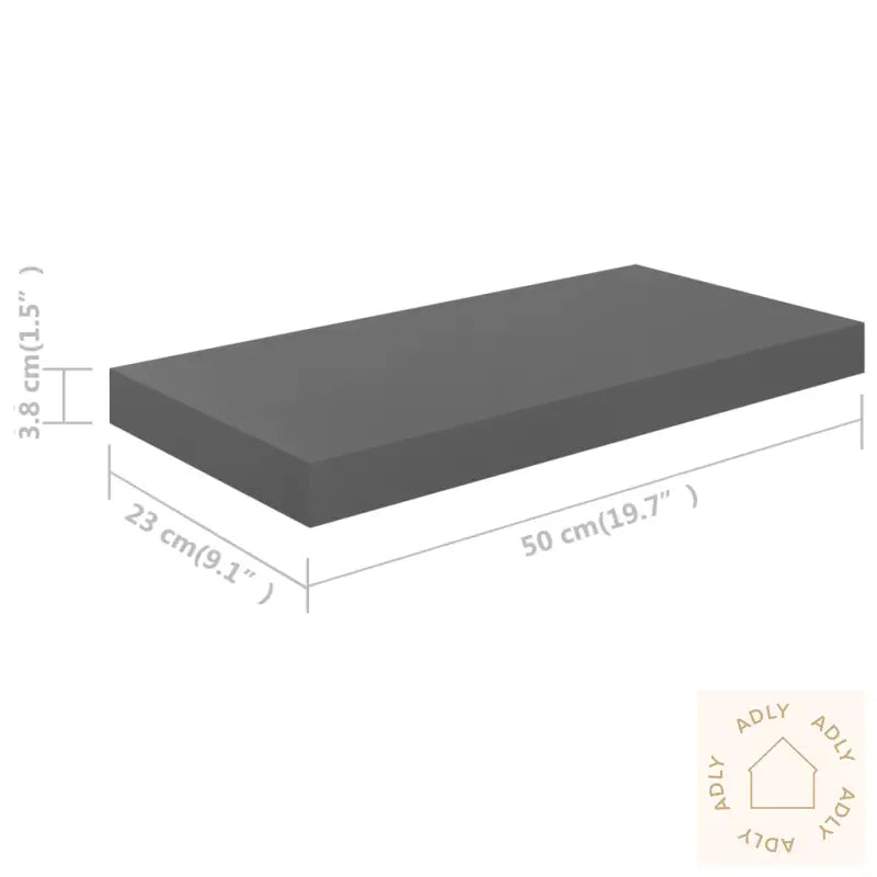 Flytende Vegghyller 4 Stk Høyglans Grå 50X23X3,8 Cm Mdf