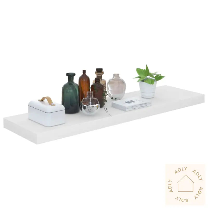 Flytende Vegghyller 2 Stk Høyglans Hvit 90X23,5X3,8 Cm Mdf
