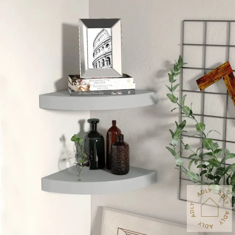Flytende Vegghyller 2 Stk Grå 25X25X3,8 Cm Mdf