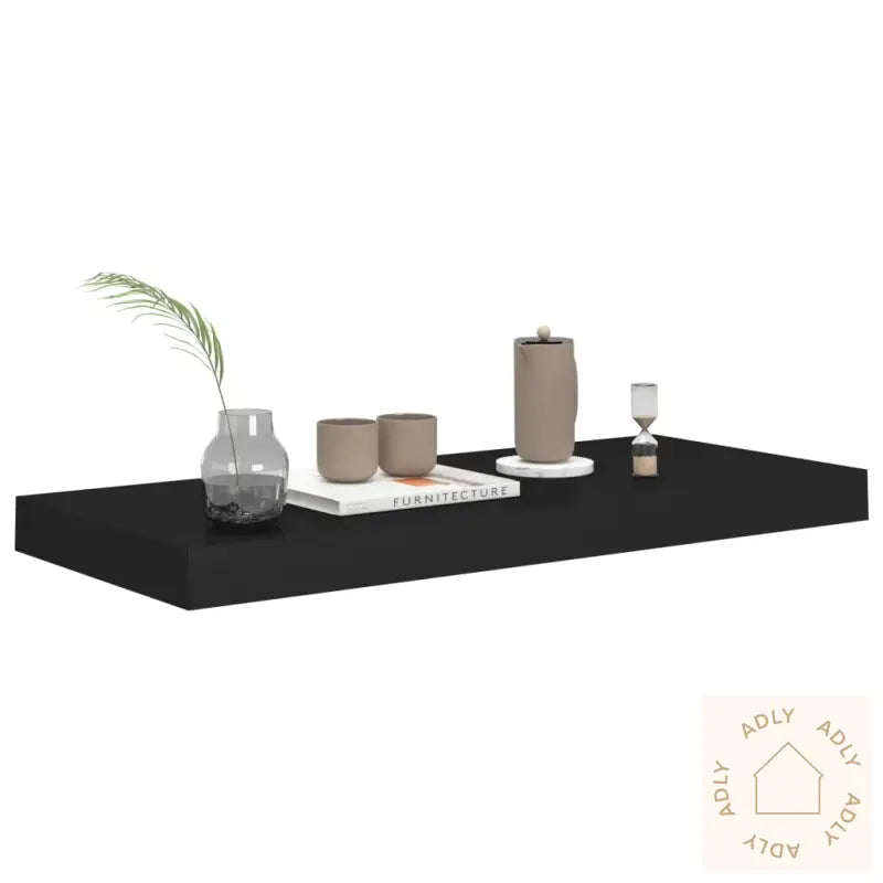 Flytende Vegghyller 2 Stk Svart 60X23,5X3,8 Cm Mdf