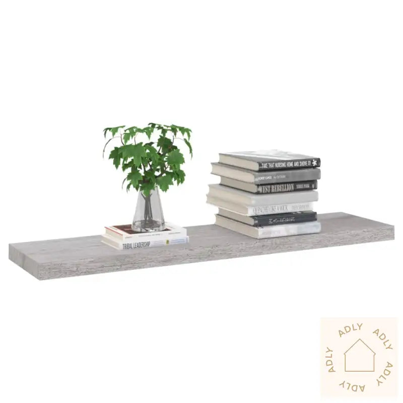 Flytende Vegghyller 2 Stk Betonggrå 90X23,5X3,8 Cm Mdf