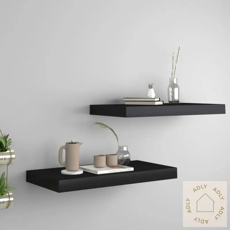 Flytende Vegghyller 2 Stk Svart 50X23X3,8 Cm Mdf