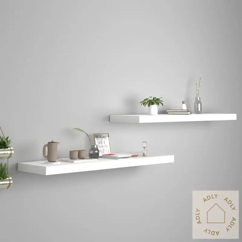 Flytende Vegghyller 2 Stk Hvit 90X23,5X3,8 Cm Mdf