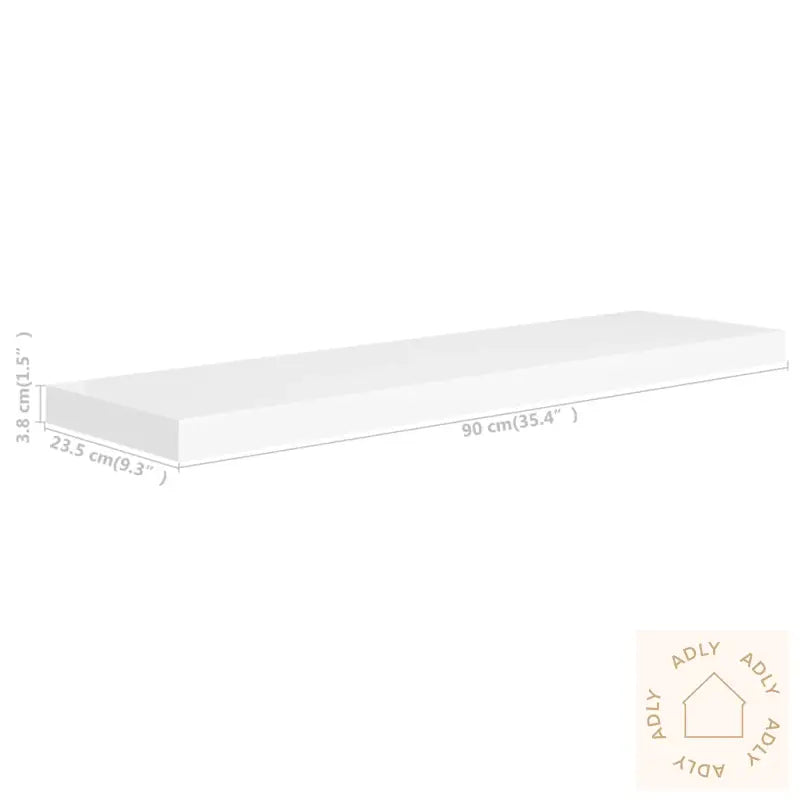 Flytende Vegghyller 2 Stk Hvit 90X23,5X3,8 Cm Mdf