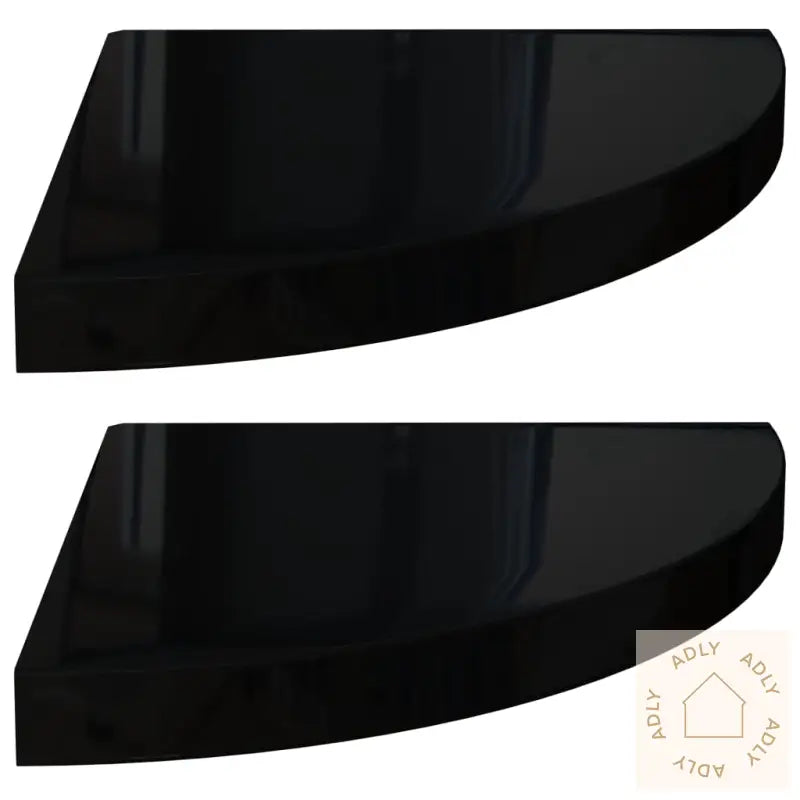 Flytende Vegghyller 2 Stk Høyglans Svart 35X35X3,8 Cm Mdf