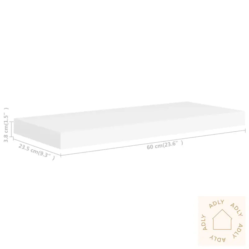 Flytende Vegghyller 2 Stk Hvit 60X23,5X3,8 Cm Mdf