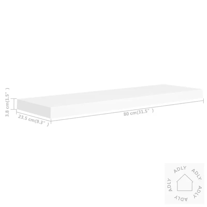Flytende Vegghyller 2 Stk Hvit 80X23,5X3,8 Cm Mdf