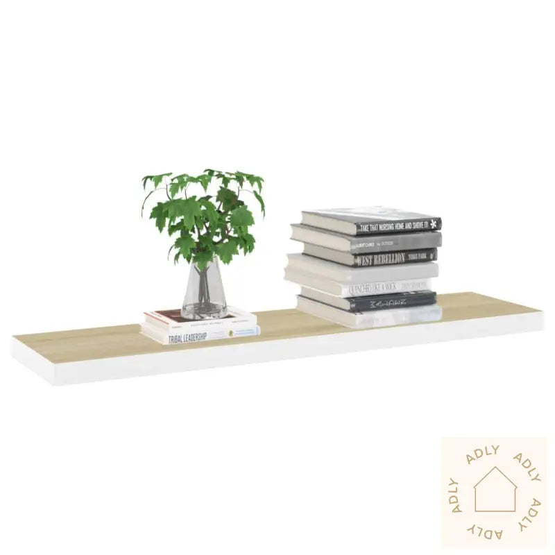Flytende Vegghyller 2 Stk Eik Og Hvit 90X23,5X3,8 Cm Mdf