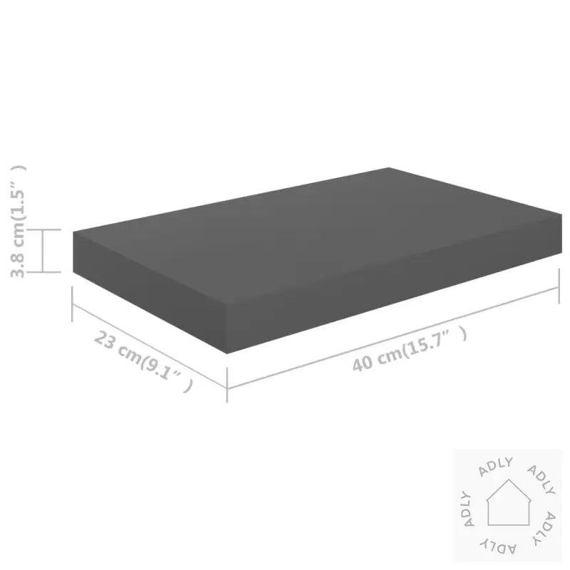 Flytende Vegghyller 2 Stk Høyglans Grå 40X23X3,8 Cm Mdf
