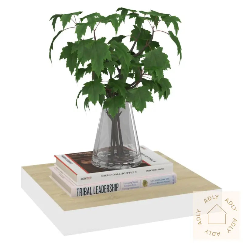 Flytende Vegghyller 2 Stk Eik Og Hvit 23X23,5X3,8 Cm Mdf