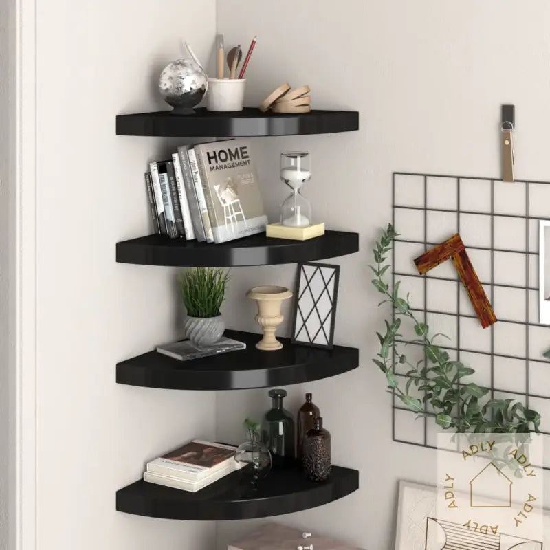 Flytende Vegghyller 4 Stk Svart 35X35X3,8 Cm Mdf