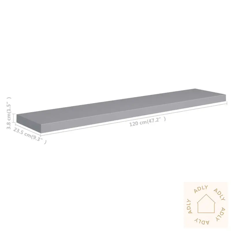 Flytende Vegghyller 4 Stk Grå 120X23,5X3,8 Cm Mdf