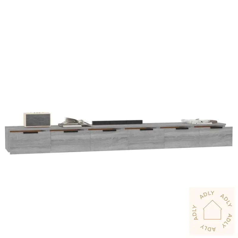 Veggskap 2 Stk Grå Sonoma 102X30X20 Cm Konstruert Tre