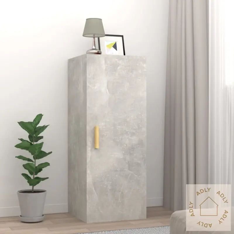 Veggskap Betonggrå 34,5X34X90 Cm Konstruert Tre