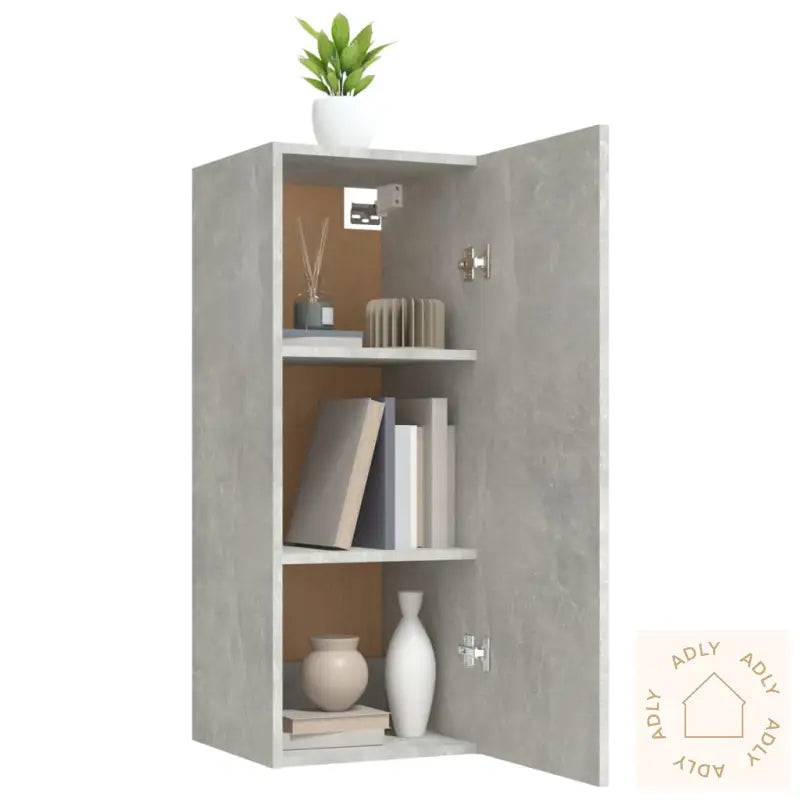 Veggskap Betonggrå 34,5X34X90 Cm Konstruert Tre