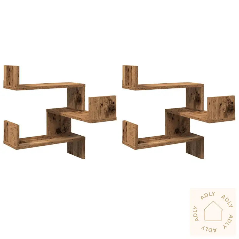 Vegg Hjørnehyller 2 Stk Gammelt Tre 40X40X49,5Cm Konstruert Tre