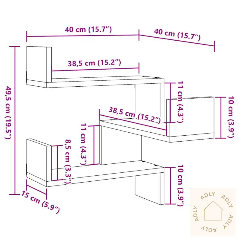 Vegg Hjørnehyller 2 Stk Gammelt Tre 40X40X49,5Cm Konstruert Tre