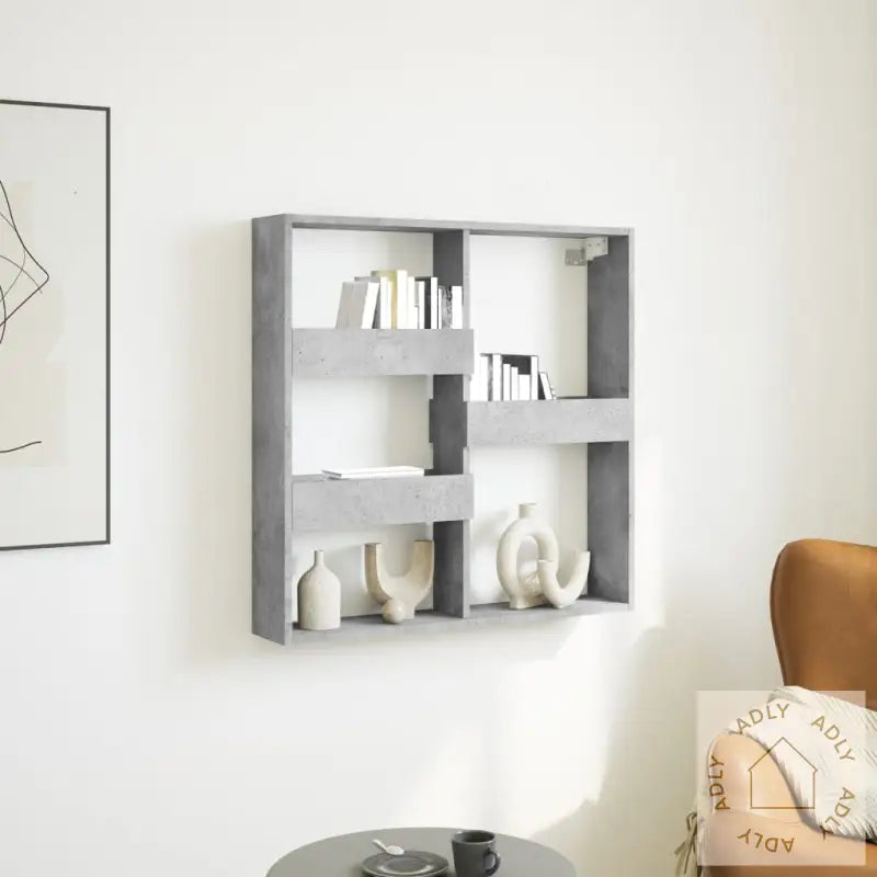 Veggskap Betonggrå 80X15X80 Cm Konstruert Tre