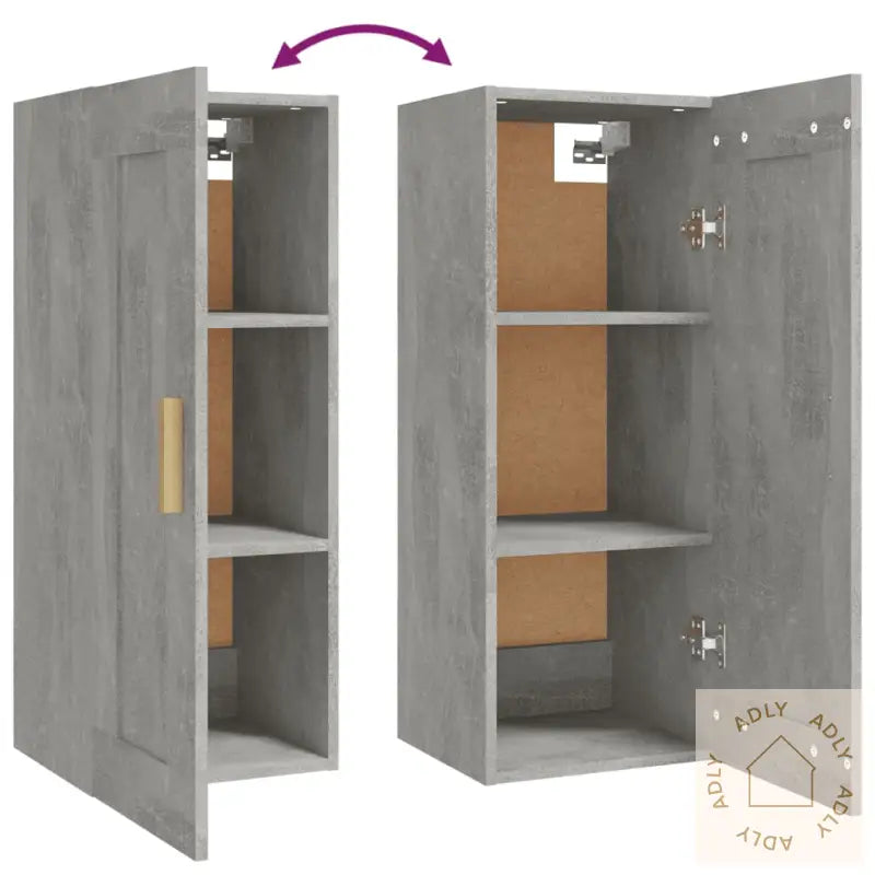 Veggskap Betonggrå 35X34X90 Cm Konstruert Tre