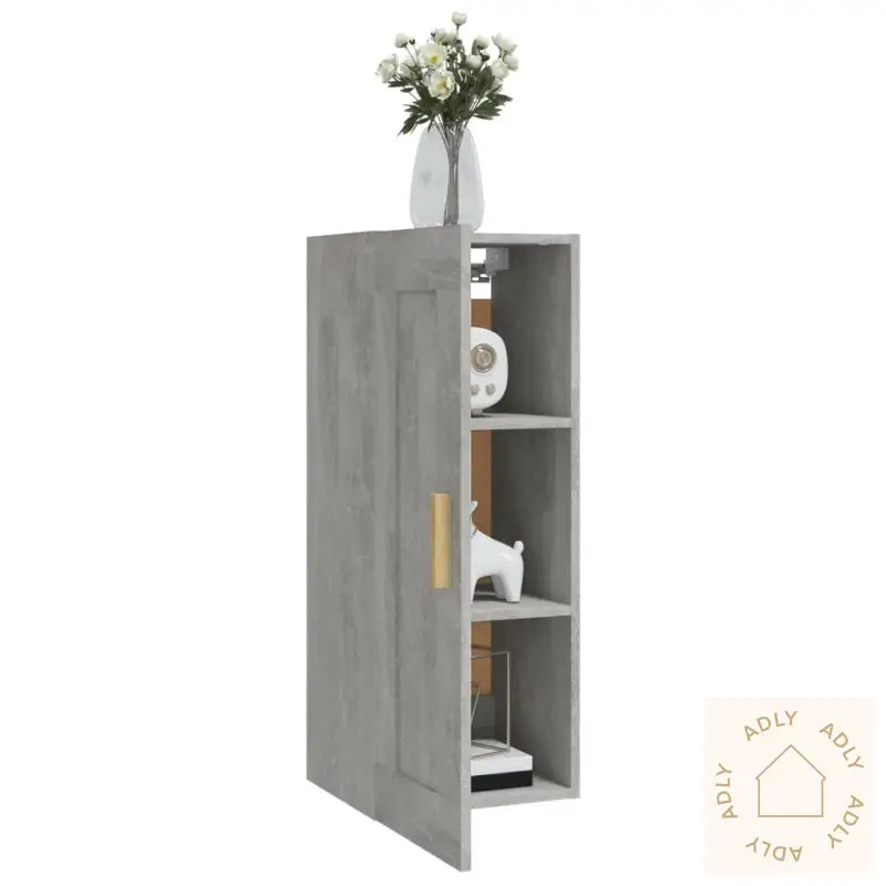 Veggskap Betonggrå 35X34X90 Cm Konstruert Tre