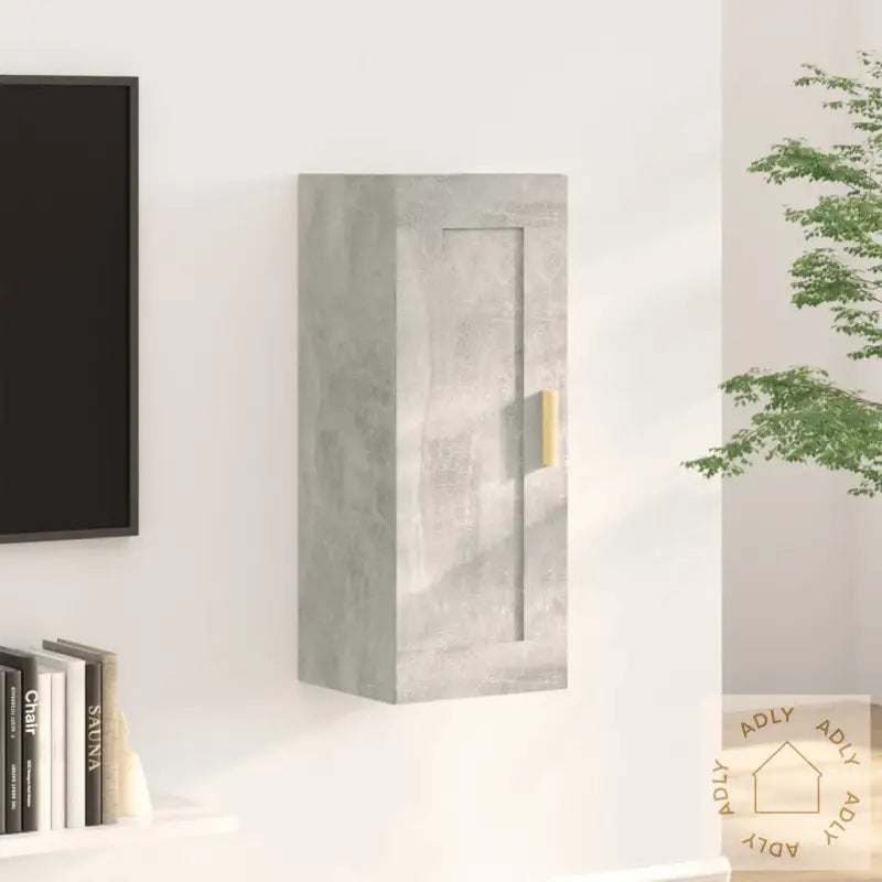Veggskap Betonggrå 35X34X90 Cm Konstruert Tre