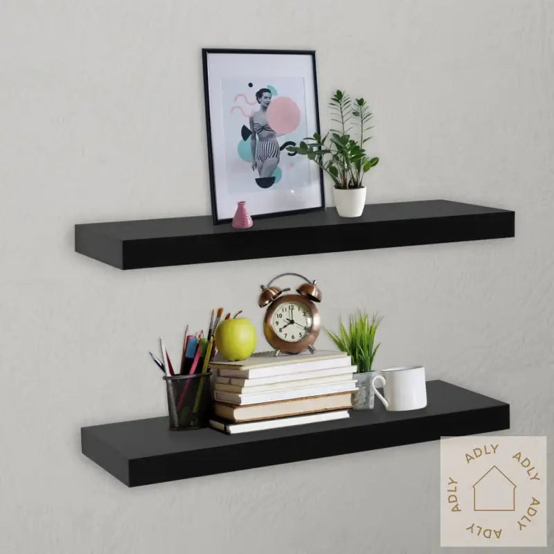 Vegghyller 2 Stk Svart 60X20X3,8 Cm