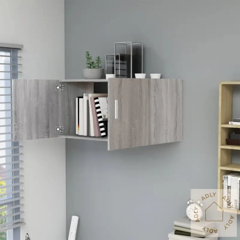 Veggskap Grå Sonoma 80X39X40 Cm Konstruert Tre